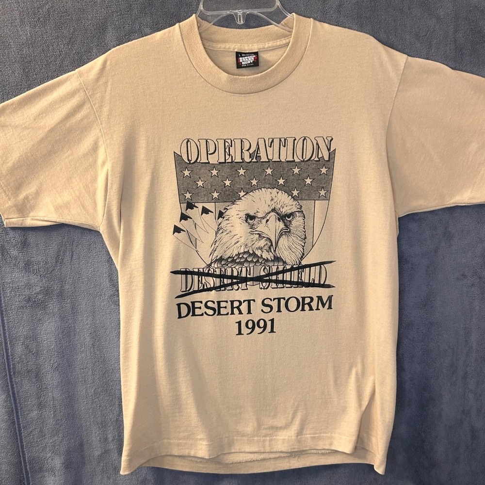 Vintage 1991 USA Operation Desert Storm Military Mens Small Made in USA TShirt